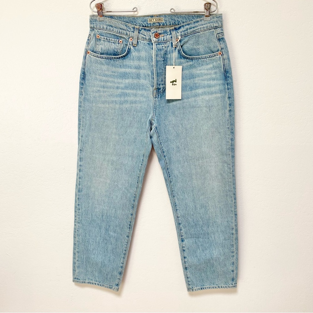 Hey Gang Loose Crop Jeans- Light Blue